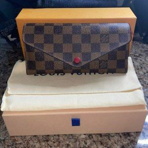 New! Louis Vuitton Damier Ebene Josephine Red Wallet ~Original Receipt~